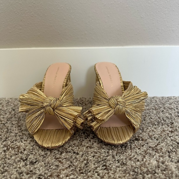 Loeffler Randall Shoes - Loeffler Randall Penny Gold Pleated Bow Heel